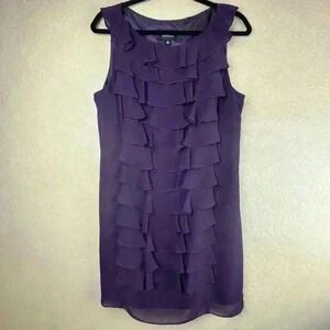 Adrianna Papell Purple Ruffled Sleeveless Lined Dress